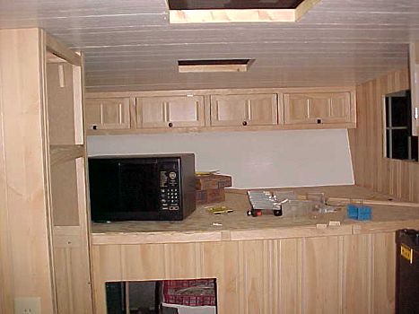 Bayou camper interior cabinets, looking forward